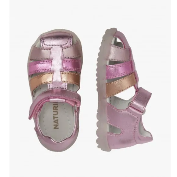 NWT NATURINO SEE Half-closed laminated leather sandals in Pink