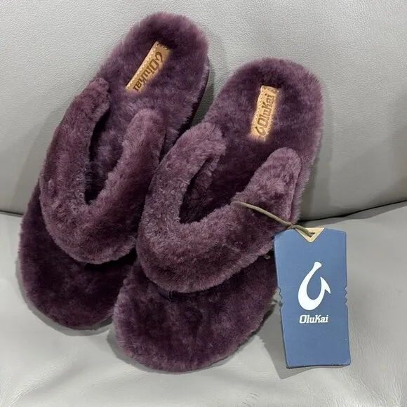 NWT Olukai Women's Plush Mulberry Slippers