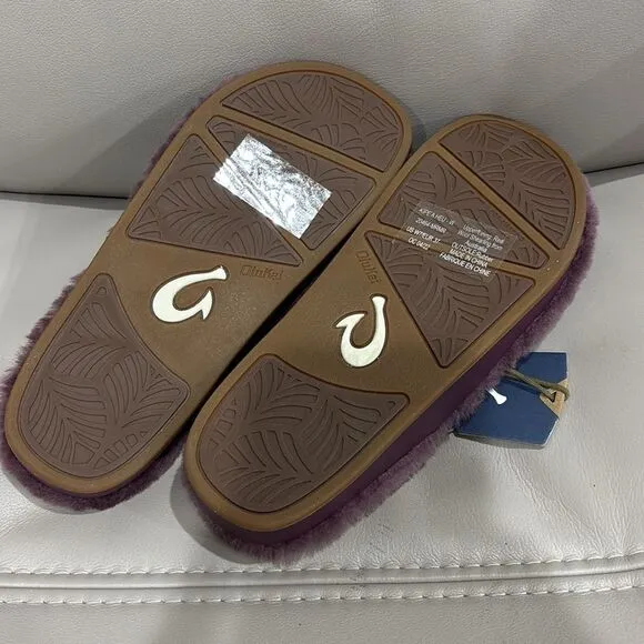 NWT Olukai Women's Plush Mulberry Slippers