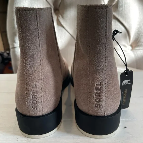 Nwt Sorel Emilie II Chelsea bootie Women 7.5/ 38.5 EU Waterproof Tan Suede Boots