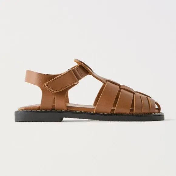 NWT Zara leather cage sandals kids size 7 (5.6 inches)