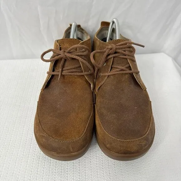 Olukai‎ Maki Shoes Men Size 11 Brown Leather Moccasin Lace Up Chukka