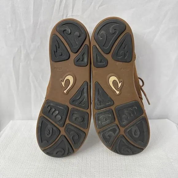 Olukai‎ Maki Shoes Men Size 11 Brown Leather Moccasin Lace Up Chukka