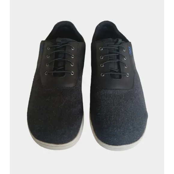 Olukai Nohea Moku Hulu Shoes Men's 12 Gray Black Leather Wool Slip On Sneakers