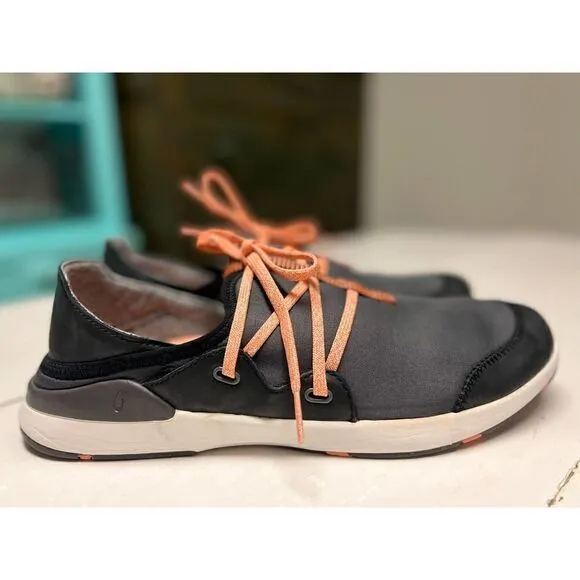 OluKai Women’s Miki Li’ Pavement/Black Quick-Drying Outdoor Shoes Size 11