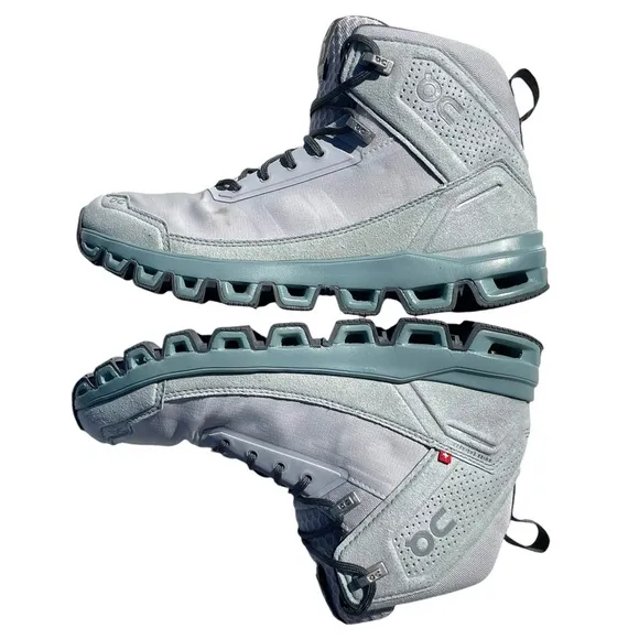On Running Cloudridge Hiking Boots Shoes Glacier Sea grey blue women’s 7 outdoor
