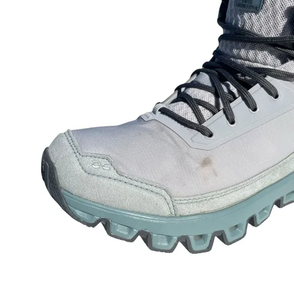 On Running Cloudridge Hiking Boots Shoes Glacier Sea grey blue women’s 7 outdoor
