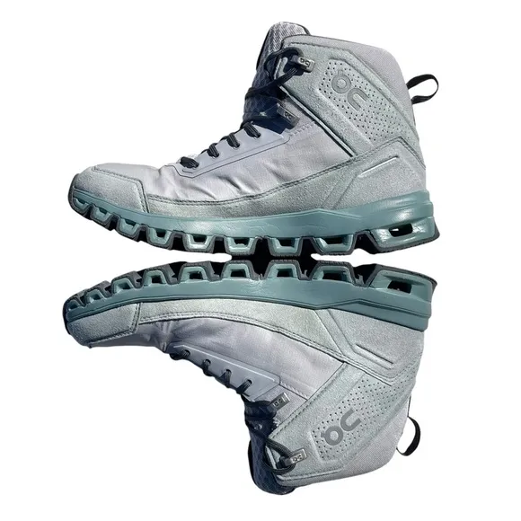 On Running Cloudridge Hiking Boots Shoes Glacier Sea grey blue women’s 7 outdoor