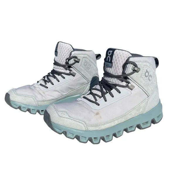 On Running Cloudridge Hiking Boots Shoes Glacier Sea grey blue women’s 7 outdoor