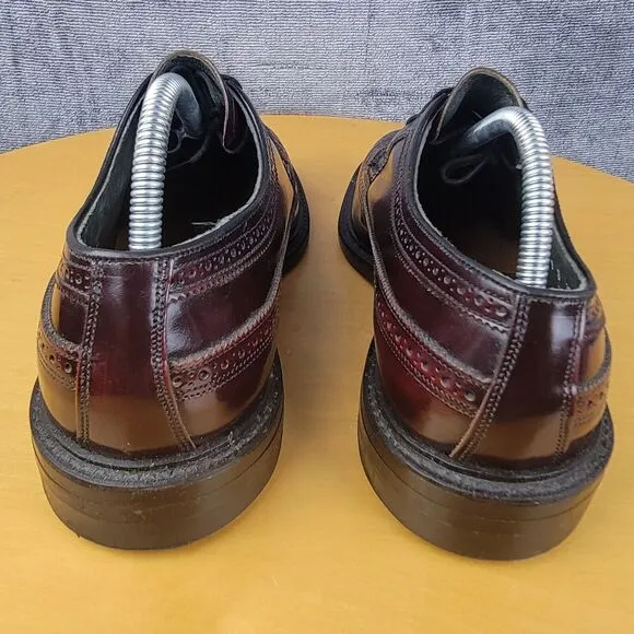 O'Sullivan Leather Brogue Longwing Blucher Shoes Men's Size 9D Burgundy USA Made