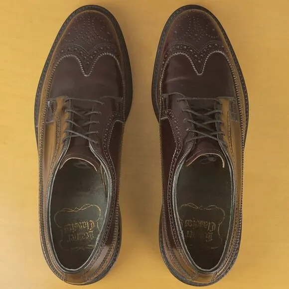 O'Sullivan Leather Brogue Longwing Blucher Shoes Men's Size 9D Burgundy USA Made