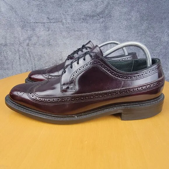 O'Sullivan Leather Brogue Longwing Blucher Shoes Men's Size 9D Burgundy USA Made