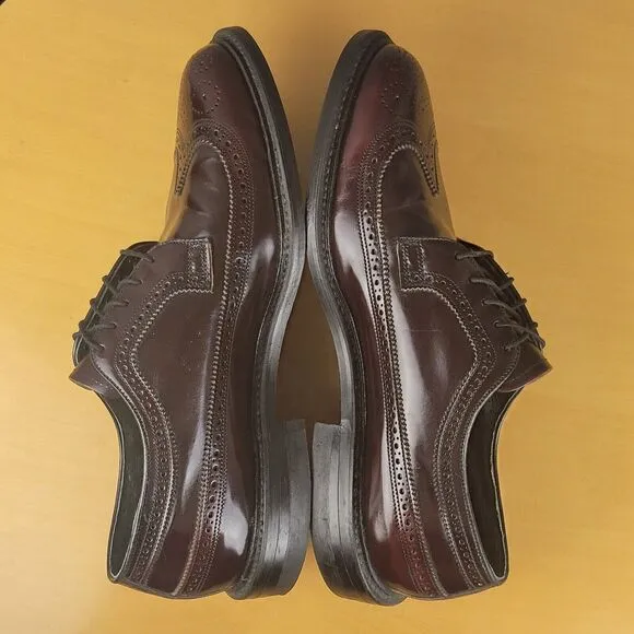 O'Sullivan Leather Brogue Longwing Blucher Shoes Men's Size 9D Burgundy USA Made