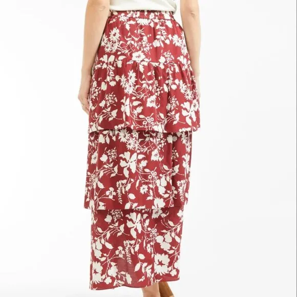 Outerknown Finley Floral Maxi Skirt in Scarlet Bondi