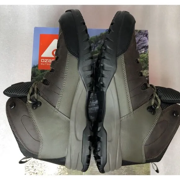 Ozark Trail Men's Meadows Waterproof Brown Leather Hiking Work Boots Size 12 NEW