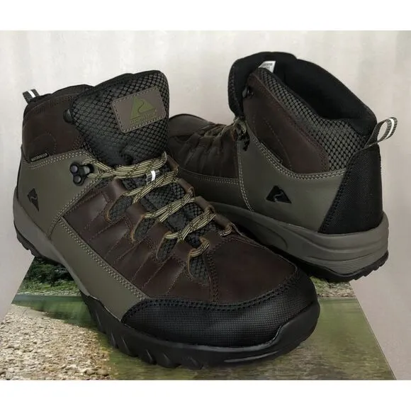 Ozark Trail Men's Meadows Waterproof Brown Leather Hiking Work Boots Size 13 NEW
