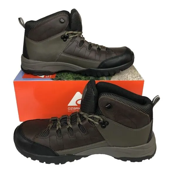 Ozark Trail Men's Meadows Waterproof Brown Leather Hiking Work Boots Size 13 NEW