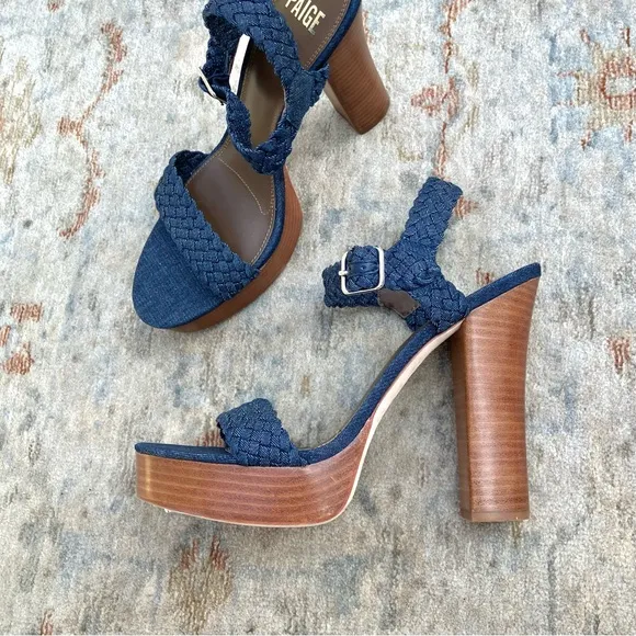 Paige NWT New Charlotte Braided Indigo Blue Sandals Sz 10