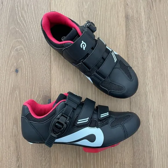 Peloton Cycling Shoes 38 Women 7 Black Red Cleats White Box PL-SH-B-38