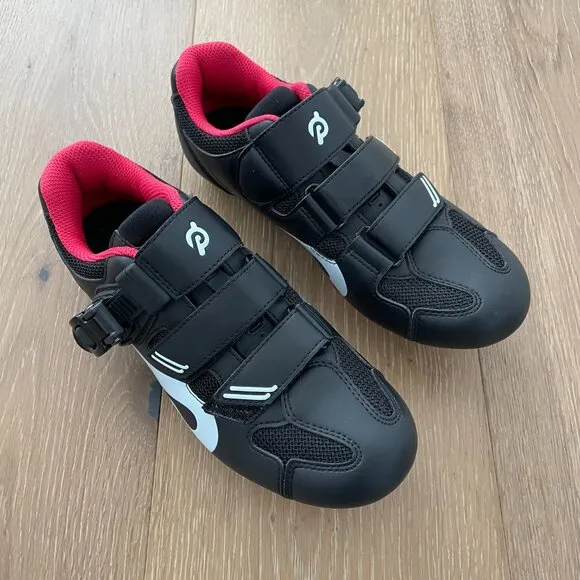 Peloton Cycling Shoes 38 Women 7 Black Red Cleats White Box PL-SH-B-38