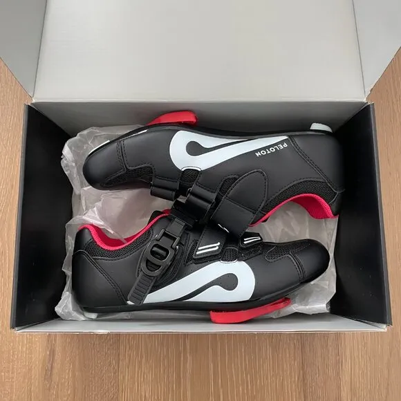 Peloton Cycling Shoes 38 Women 7 Black Red Cleats White Box PL-SH-B-38