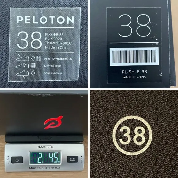 Peloton Cycling Shoes 38 Women 7 Black Red Cleats White Box PL-SH-B-38