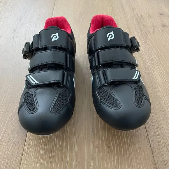 Peloton Cycling Shoes 38 Women 7 Black Red Cleats White Box PL-SH-B-38
