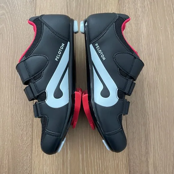 Peloton Cycling Shoes 38 Women 7 Black Red Cleats White Box PL-SH-B-38