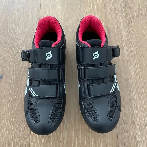 Peloton Cycling Shoes 38 Women 7 Black Red Cleats White Box PL-SH-B-38