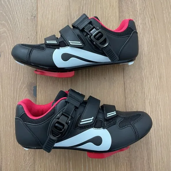 Peloton Cycling Shoes 38 Women 7 Black Red Cleats White Box PL-SH-B-38