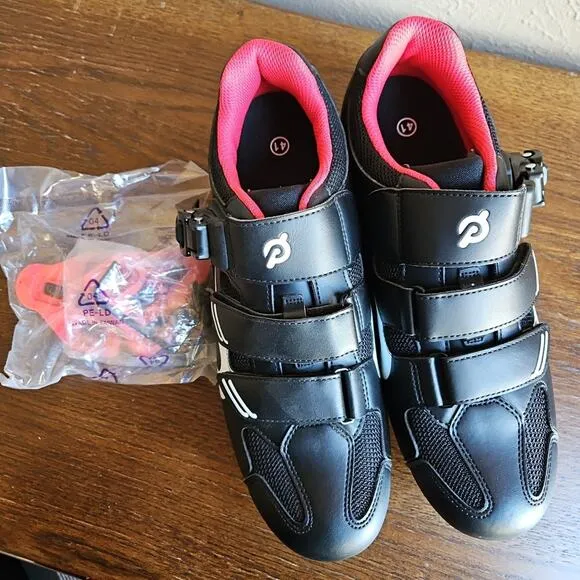 Peloton Cycling Shoes EUR 41 Womens Size 10 Black w/ Cleats Bicycle Indoor