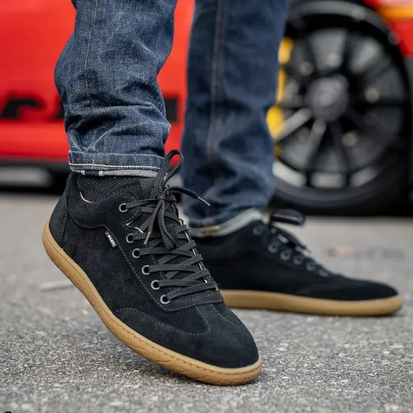 Piloti Shift Asphalt Driving Shoes in Black Italian Suede, Size 11 US