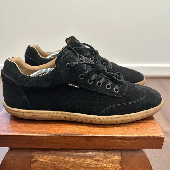 Piloti Shift Asphalt Driving Shoes in Black Italian Suede, Size 11 US