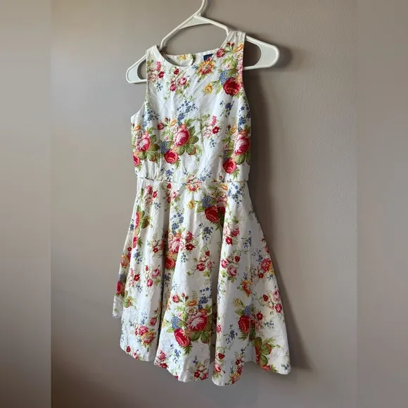Polo Ralph Lauren Girls White Floral‎ Fit and Flare Dress Size Youth 14