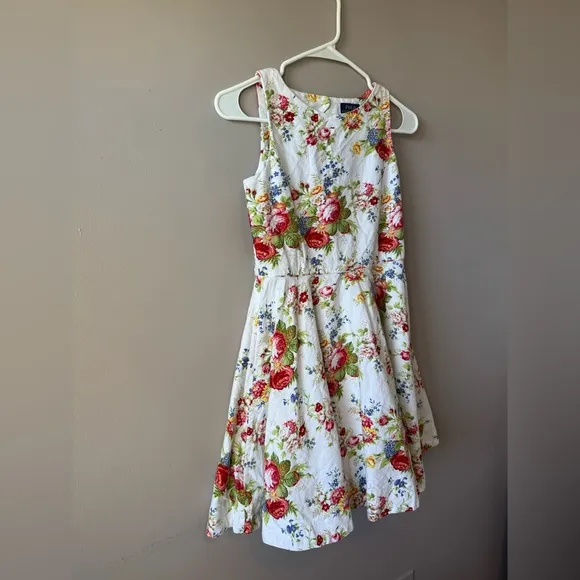 Polo Ralph Lauren Girls White Floral‎ Fit and Flare Dress Size Youth 14
