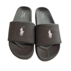 Polo Ralph Lauren Jersey Logo Slipper Sandals‎ Dark Gray Blue 10