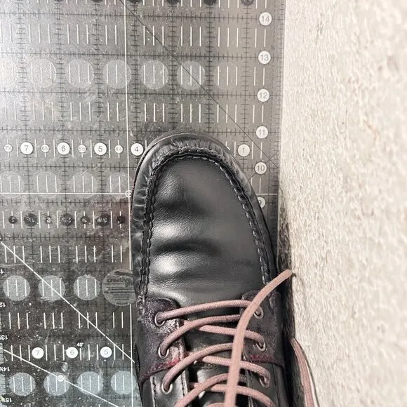 Polo Ralph Lauren Men Size 8.5D Black Leather Lugged Moc Toe Lace Up Boot