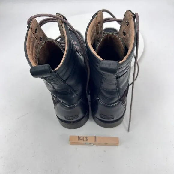 Polo Ralph Lauren Men Size 8.5D Black Leather Lugged Moc Toe Lace Up Boot