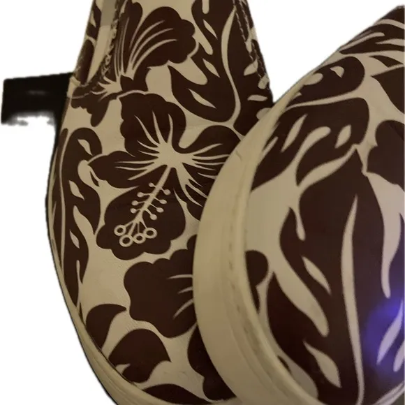 Prada White Burgundy Women’s Floral Slip-Ons