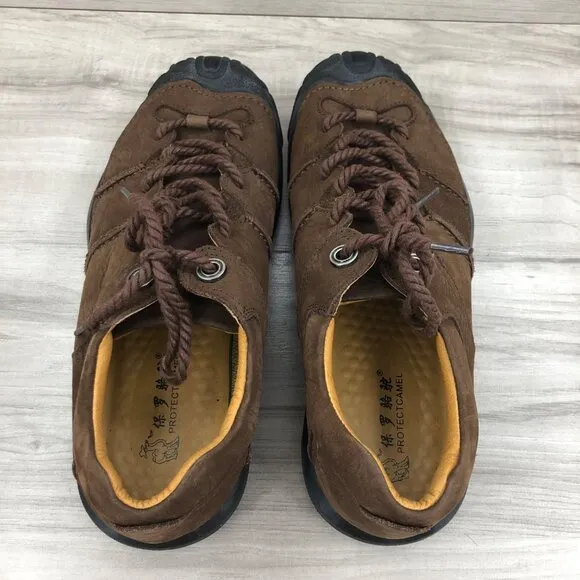 Protect Camel Hiking Shoes Mens's 9 Brown Nubuck Leather Sneaker Shoes