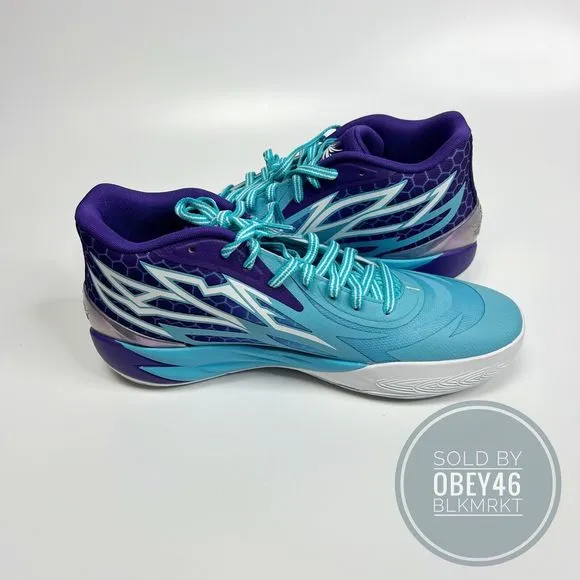 Puma MB.02 Blue Purple Mid Queen City Melo Ball Shoes 379779-01 Size 11.5