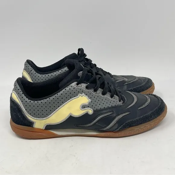 Puma Powercat Shoes Mens 6 Black Leather Suede Indoor Soccer Sneakers Trainers
