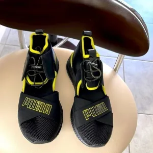 Puma/Fenty Black &amp; Lime Green Open Sneakers