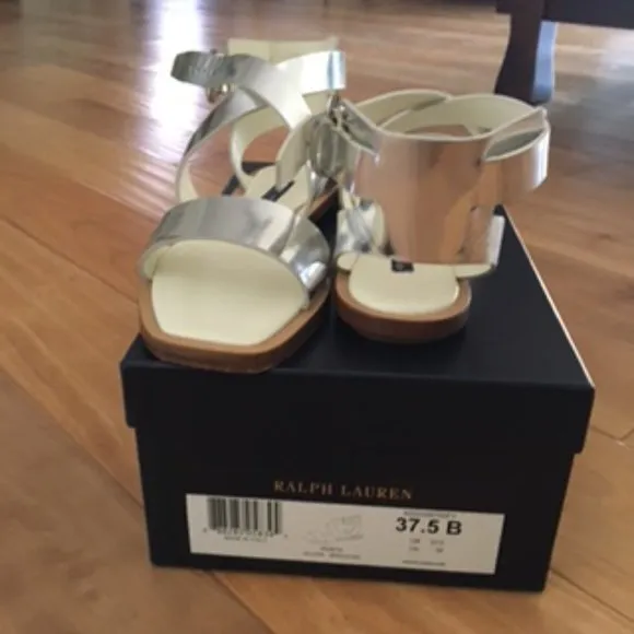 Ralph Lauren Collection Silver Renita Specchio Sandals size 37.5 B