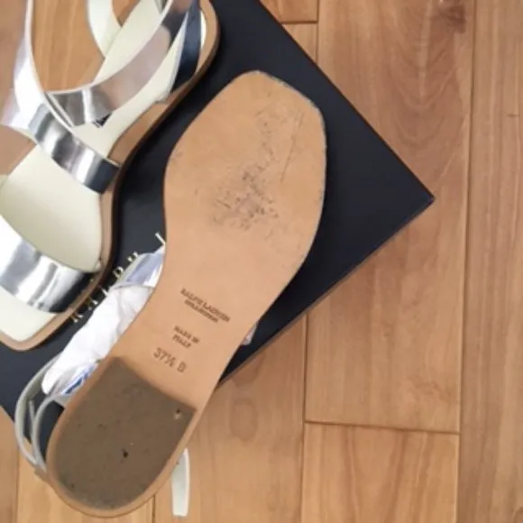 Ralph Lauren Collection Silver Renita Specchio Sandals size 37.5 B