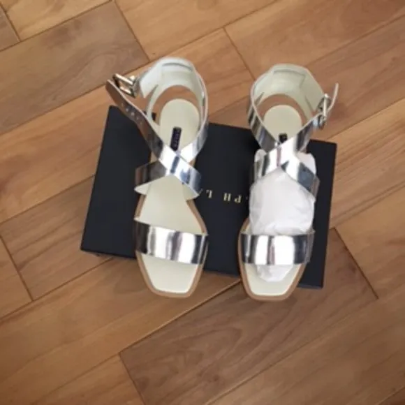 Ralph Lauren Collection Silver Renita Specchio Sandals size 37.5 B