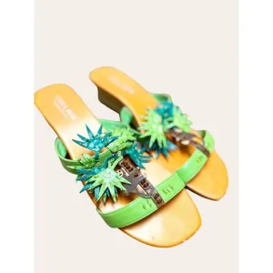 Rare Vintage Collage by Michael Simon Jungle Wedge Sandal Size 8