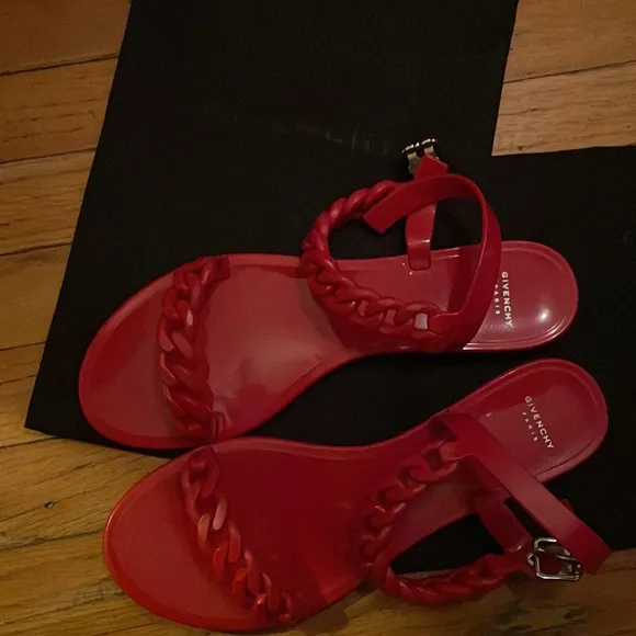 Red Givenchy Rubber Chain Sandals