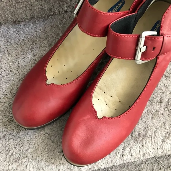 Red Wolky Mary Jane Shoes Size 41 NWOB