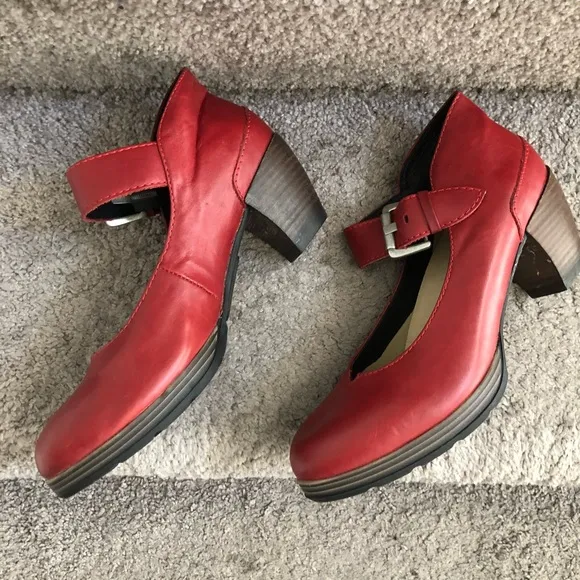 Red Wolky Mary Jane Shoes Size 41 NWOB